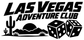 Vinyl decal: bold black Las Vegas Adventure Club logo with cactus, desert, and dice