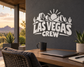 Las Vegas Crew vinyl decal with desert skyline, cacti, sun, and bold LAS VEGAS CREW text