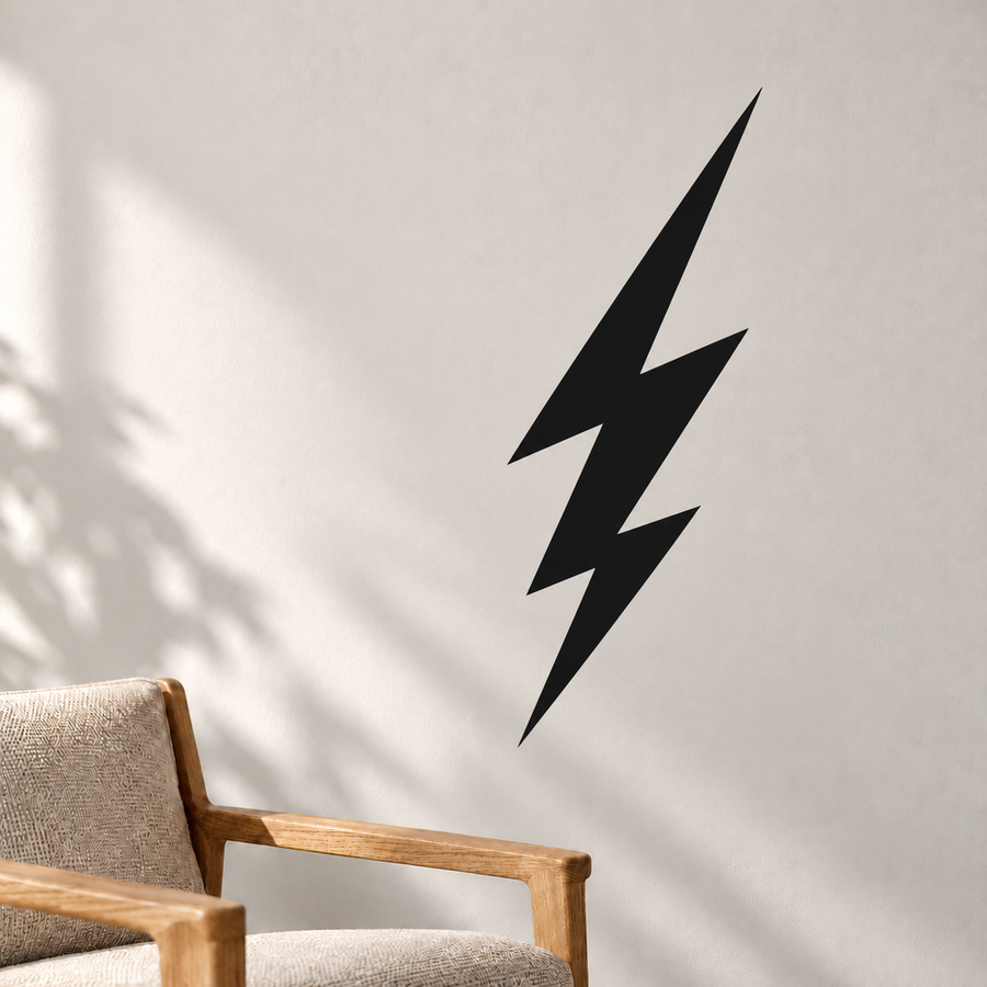 Black lightning bolt decal with three strikes, tall centered shape