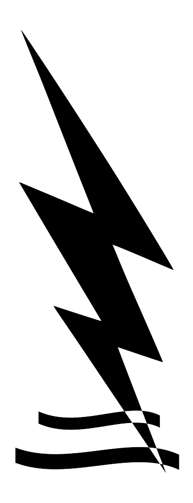 Close-up of black three-strike lightning bolt wall decal with layered horizon ribbon