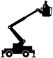 Black vinyl decal of a lineman in a bucket lift with extendable boom
