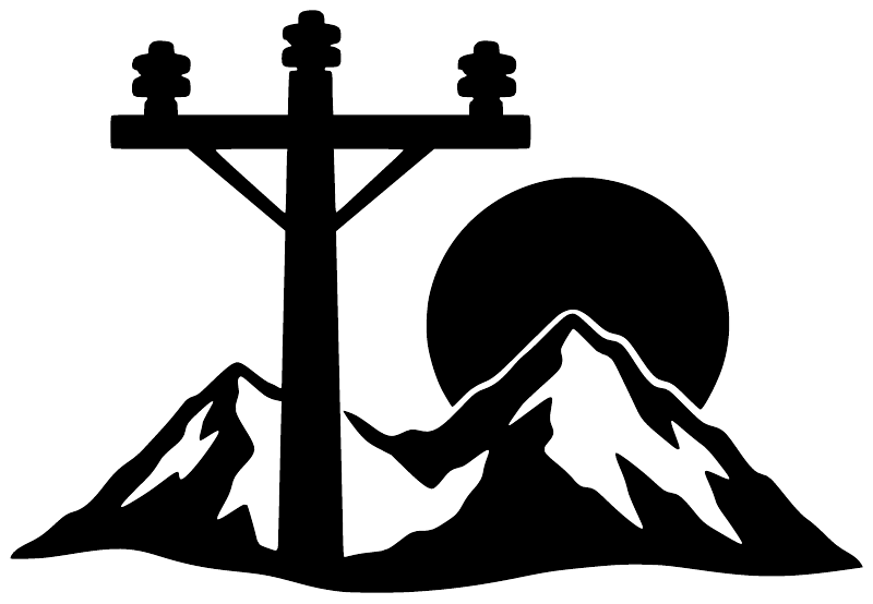 Black vinyl decal of pole with mountains and anchor symbol, bold silhouette