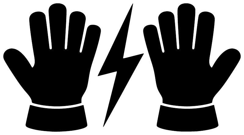 Glove vinyl decal set: two black gloves with a lightning bolt center graphic