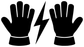 Glove vinyl decal set: two black gloves with a lightning bolt center graphic