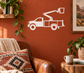White service truck silhouette vinyl decal with boom and crane arm.