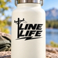 Vinyl decal with bold "LINE LIFE" lettering and utility pole crossbar icon