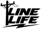 Vinyl decal close-up: black "LINE LIFE" text with pole and wire lines icon