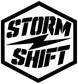 Storm Shift vinyl decal, black hex badge logo with white outline