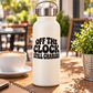 Vinyl decal reading 'OFF THE CLOCK STILL CHARGED' in bold black letters on white
