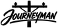 Vinyl decal graphic: black cross with “Journeyman” script lettering