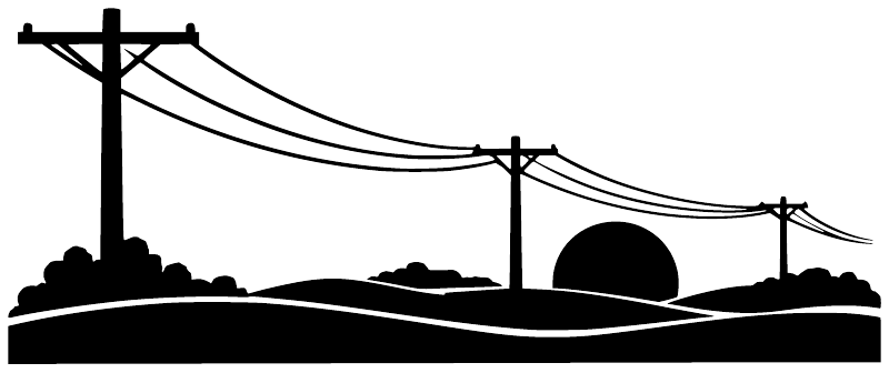 LinemanCX030 horizon vinyl decal in black: utility poles, wires, and landscape
