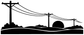 LinemanCX030 horizon vinyl decal in black: utility poles, wires, and landscape