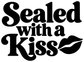 Sealed with a Kiss vinyl decal, black and white lettering with lip graphic and heart-like dots