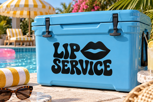 Black vinyl decal: lips icon and 'LIP SERVICE' text