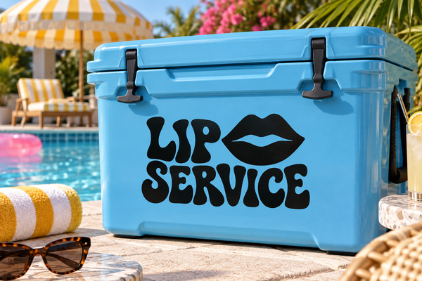 Black vinyl decal: lips icon and 'LIP SERVICE' text