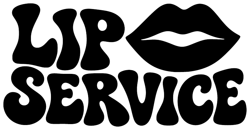Black vinyl decal with lips icon and 'LIP SERVICE' lettering