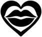 Heart-shaped lips vinyl decal in black with white lip icon