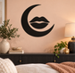Black lips and crescent moon vinyl decal for walls