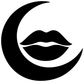 Black lips and crescent moon vinyl decal close-up