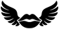 Black lips-and-wings vinyl decal with symmetrical wing shapes around a mouth