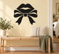 Black lips with ribbon bow vinyl decal for wall decor