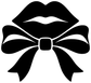 Close-up black lips and bow vinyl decal graphic, white accents