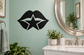 Black lips vinyl decal with centered star shape for wall or mirror