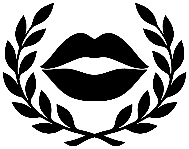 Black lips vinyl decal with laurel leaves around a wreath