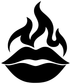 Close-up black lips vinyl decal with flame shapes over the top lip