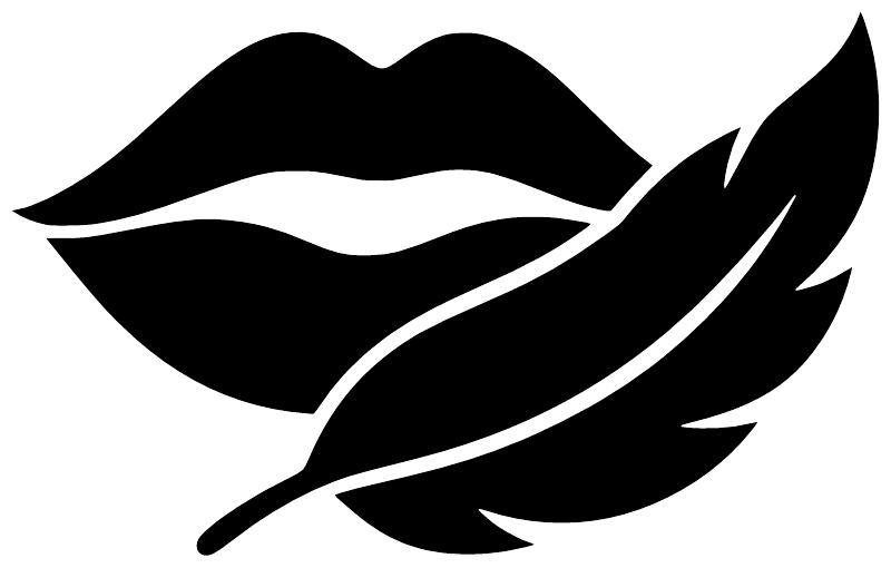 Black lips and feather vinyl decal, bold close-up graphic