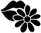 Lips and daisy vinyl decal close-up in black with white outlines