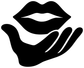 Lips and hand gesture vinyl decal, white design on black background