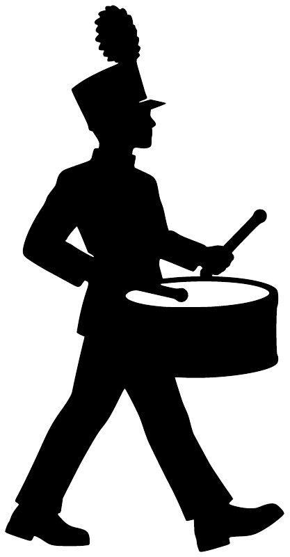 Black silhouette snare drummer step vinyl decal
