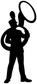 Black silhouette marching band tuba player vinyl decal, cutout graphic