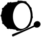 Bass drum vinyl decal, black drum silhouette with mallet