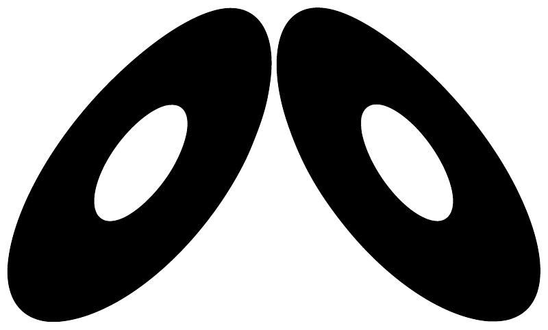 Close-up of marching band cymbal vinyl decal pair: two black ovals with white inner ovals