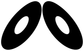 Close-up of marching band cymbal vinyl decal pair: two black ovals with white inner ovals