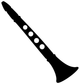 Black clarinet vinyl decal with four white key dots and curved bell