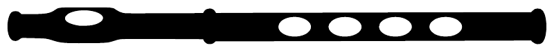 Flute vinyl decal: black flute silhouette with white oval finger-hole dots