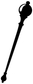 Marching band mace vinyl decal, black silhouette of a mace instrument