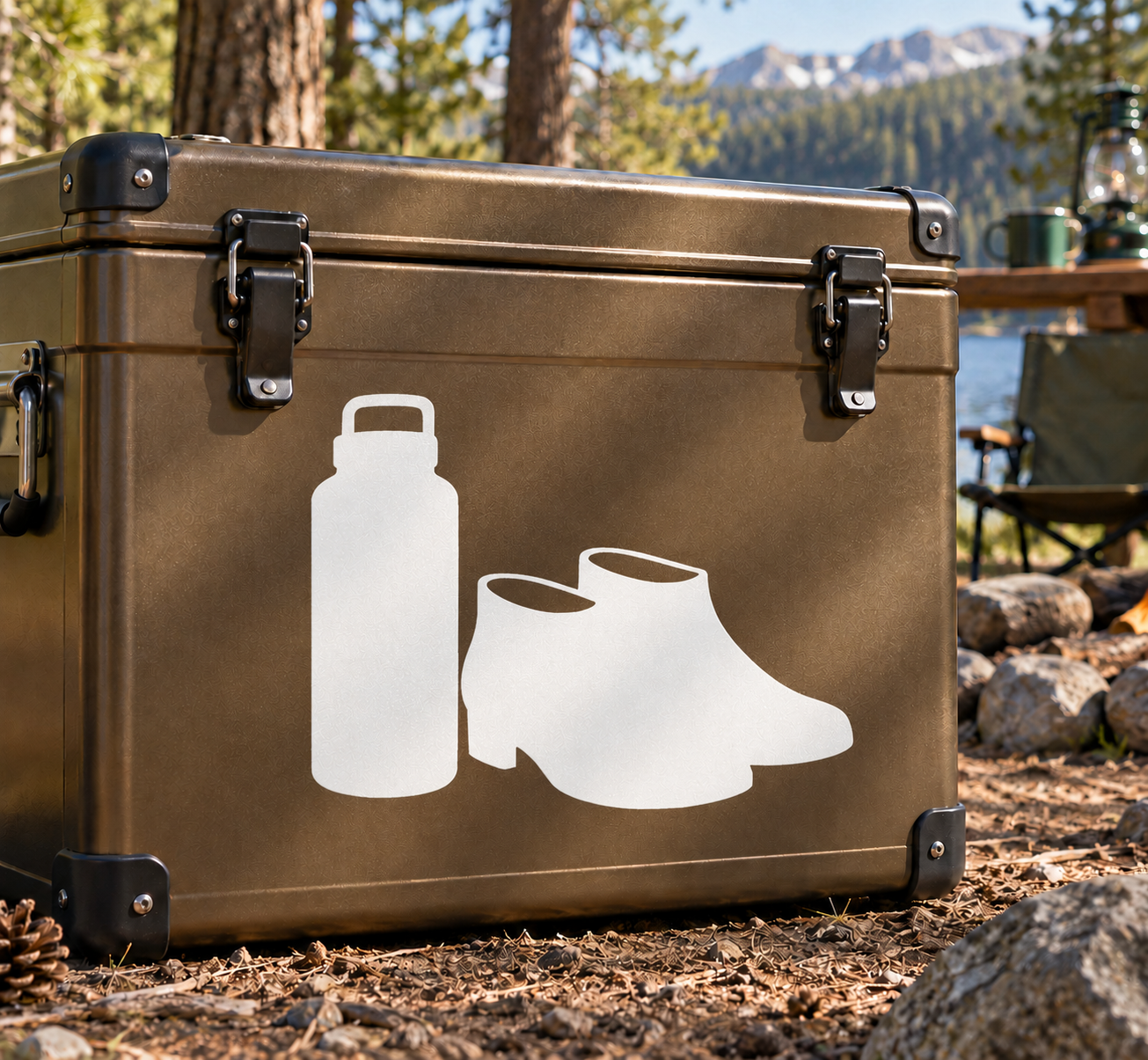 Marching band practice break vinyl decal with bottle and marching boot silhouettes