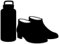 Vinyl decal with bottle and marching boot silhouettes