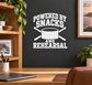 Vinyl wall decal: white 'Powered by Snacks and Rehearsal' text with pot icon