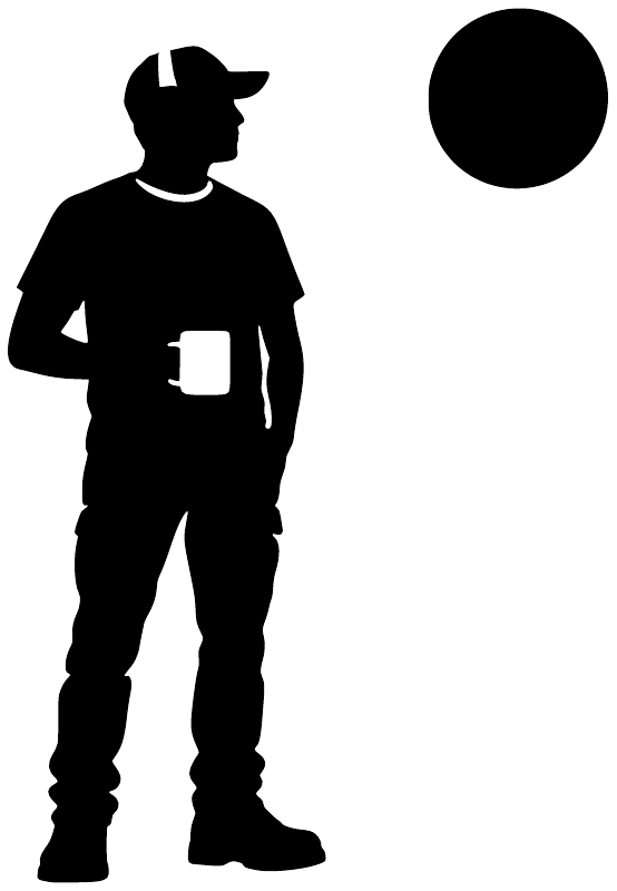 Vinyl wall decal of a cowboy silhouette and circular target marker