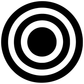 Vinyl bullseye decal with concentric black and white rings, close-up