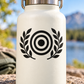 Vinyl target decal with black laurel wreath and concentric circle bullseye