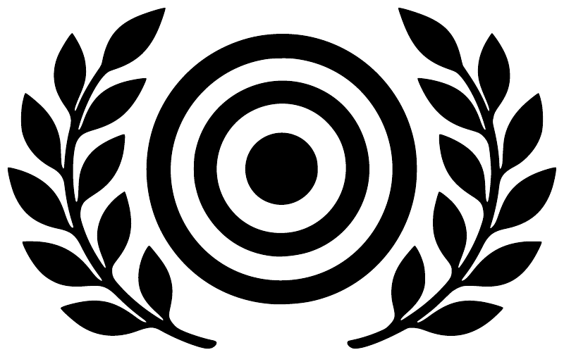 Black laurel wreath target vinyl decal with concentric bullseye circles