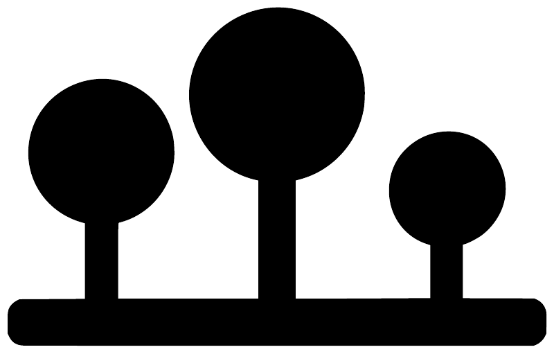 Three-plate emblem vinyl decal silhouette with three post icons and base