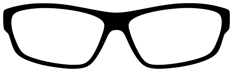 Vinyl decal of white eyeglasses with bold black frames