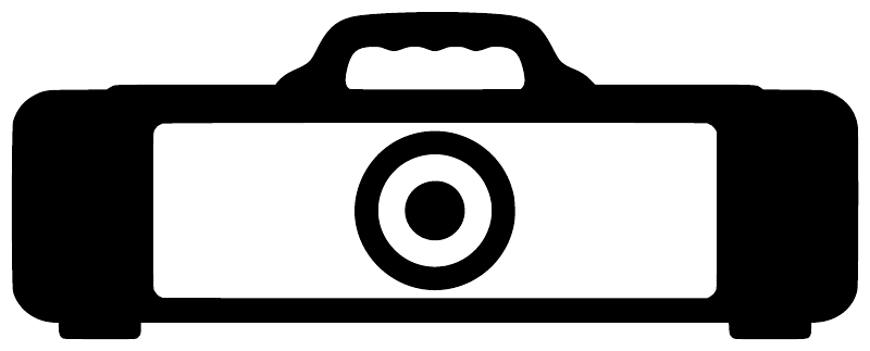 Marksmen vinyl decal with black camera briefcase icon, target lens